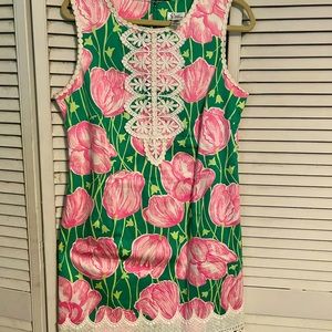 Lilly Pulitzer First Call Derby Dress Size 12 White Label Tulips Beautiful!